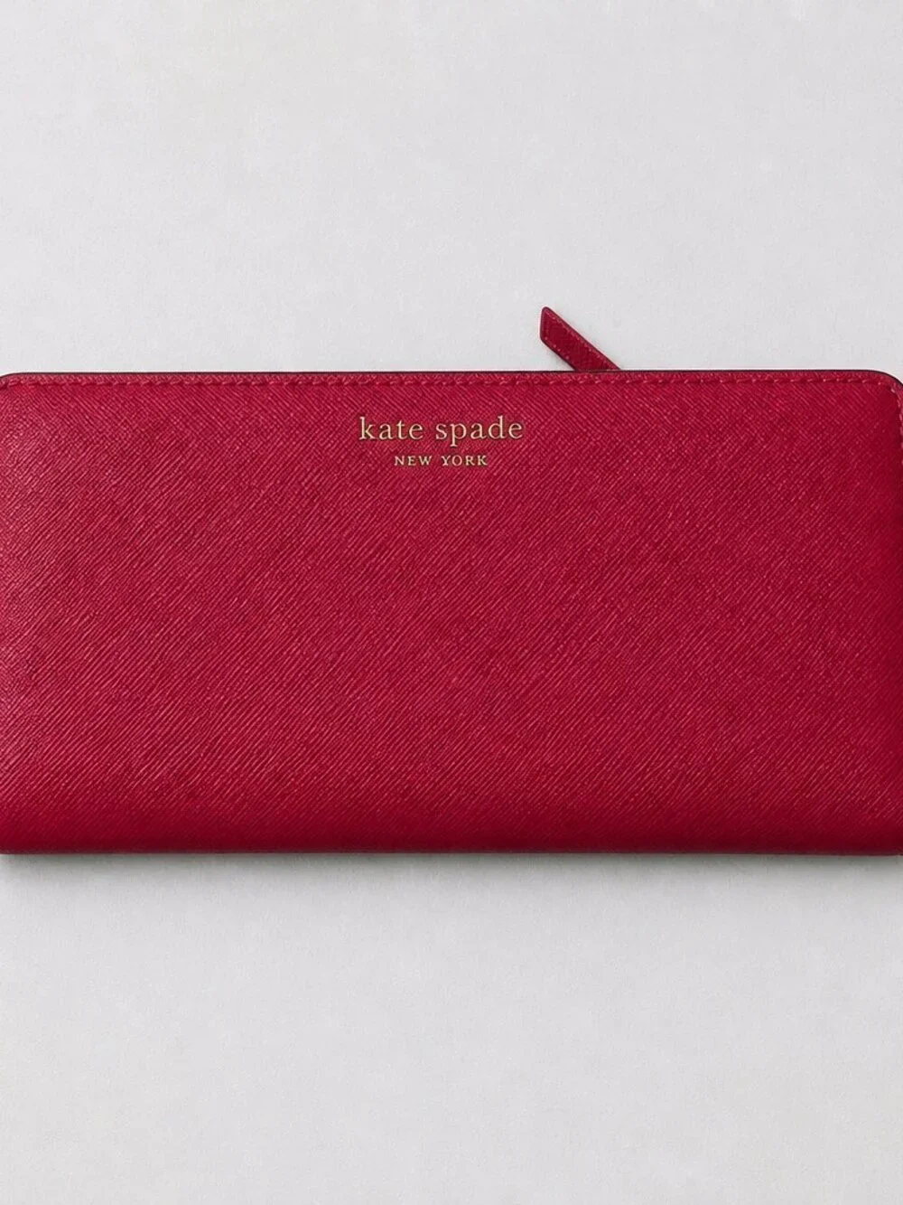 kate spade red leather wallet with zip pocket and card slots